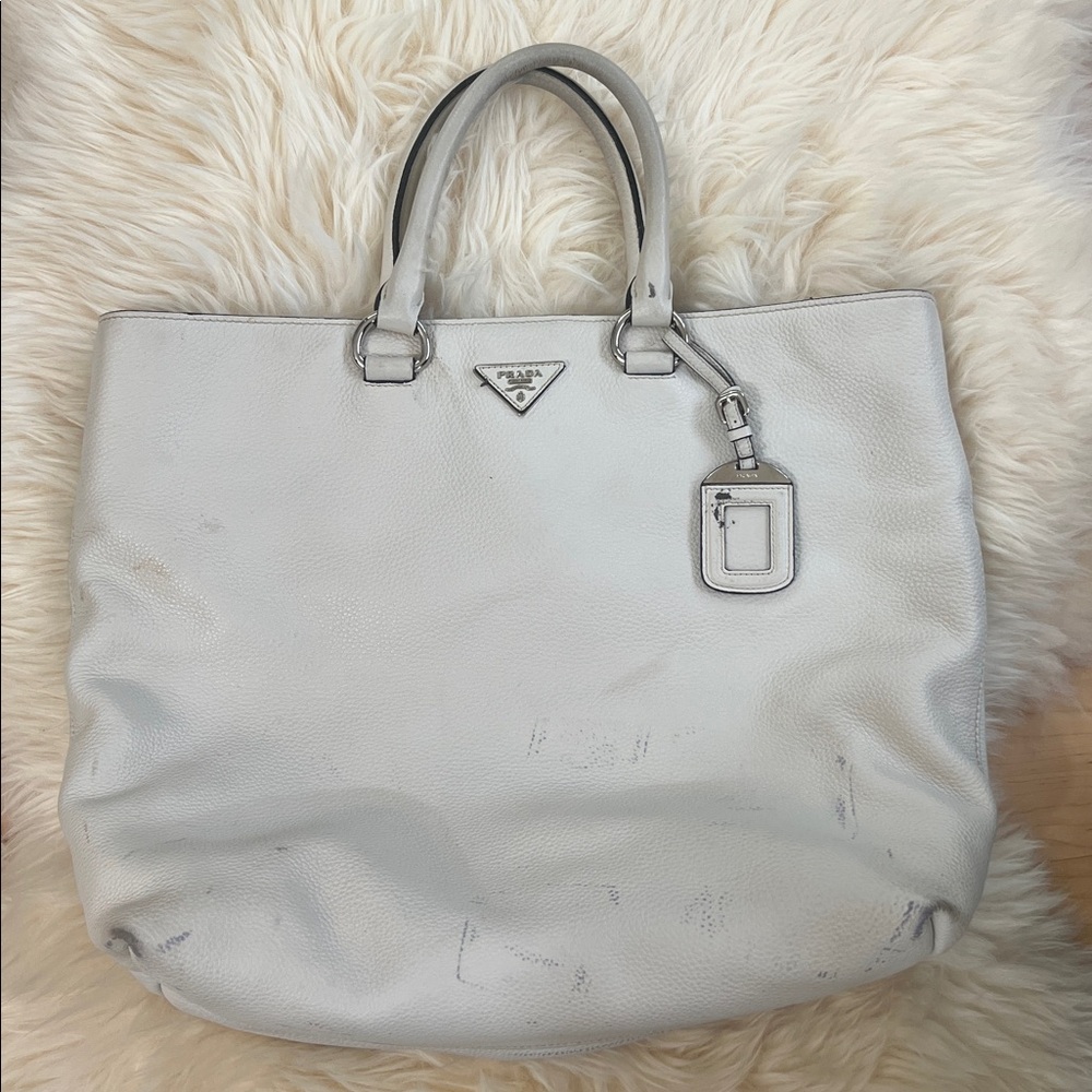 Prada creamy white Leather Handbag